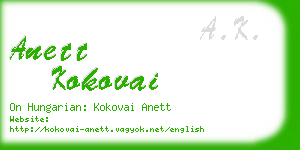 anett kokovai business card